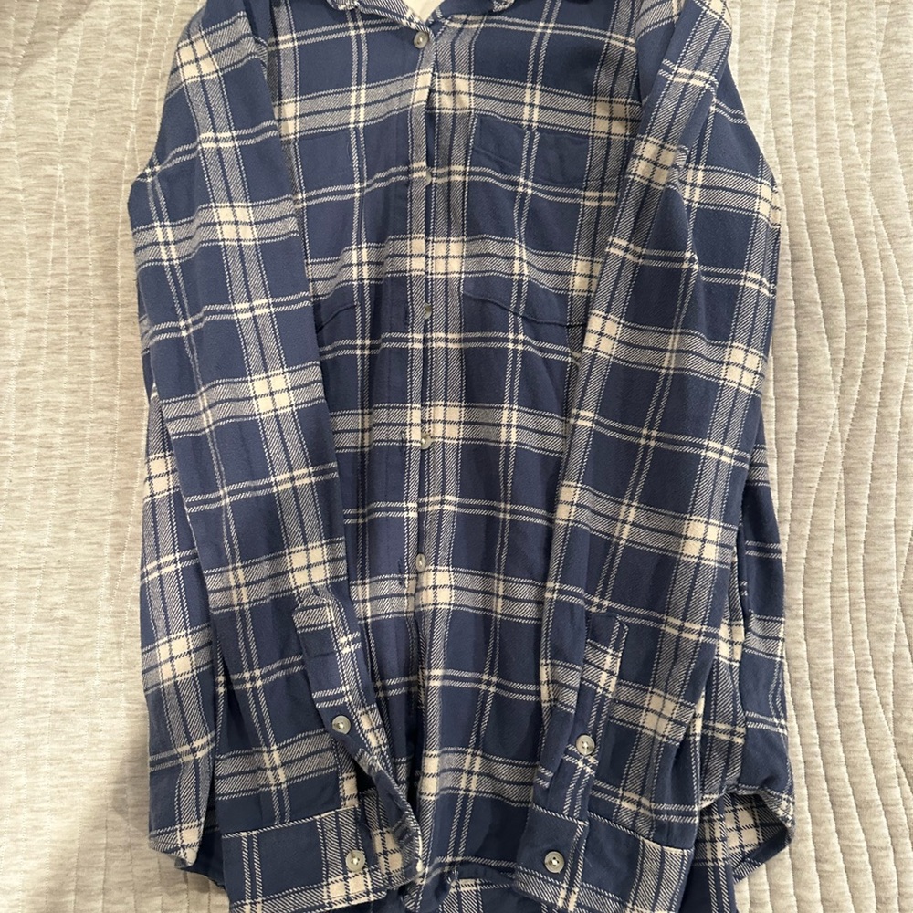 Blue Plaid Button-Up Shirt